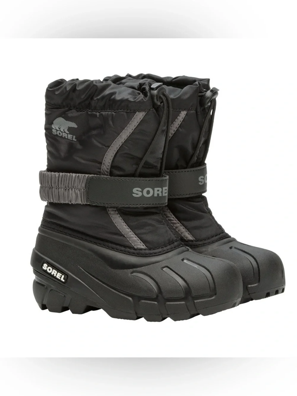 SOREL Flurry Winter Boot (kids) in Black/City Grey size 3 Waterproof Insulated
